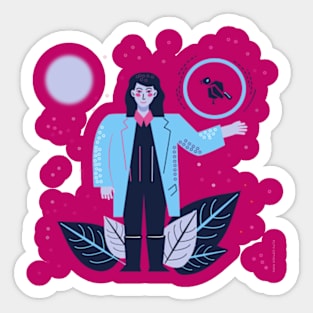 Winter bird chinese festival woman Sticker